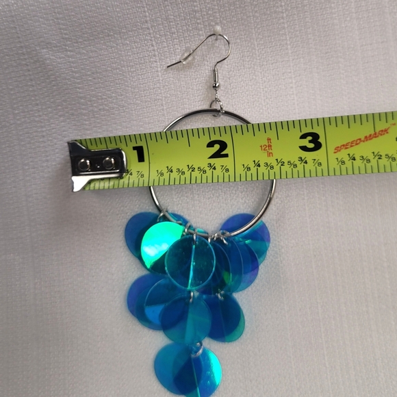 Holographic Hype Iridescent Blue Green Paparazzi Earrings - Picture 5 of 6
